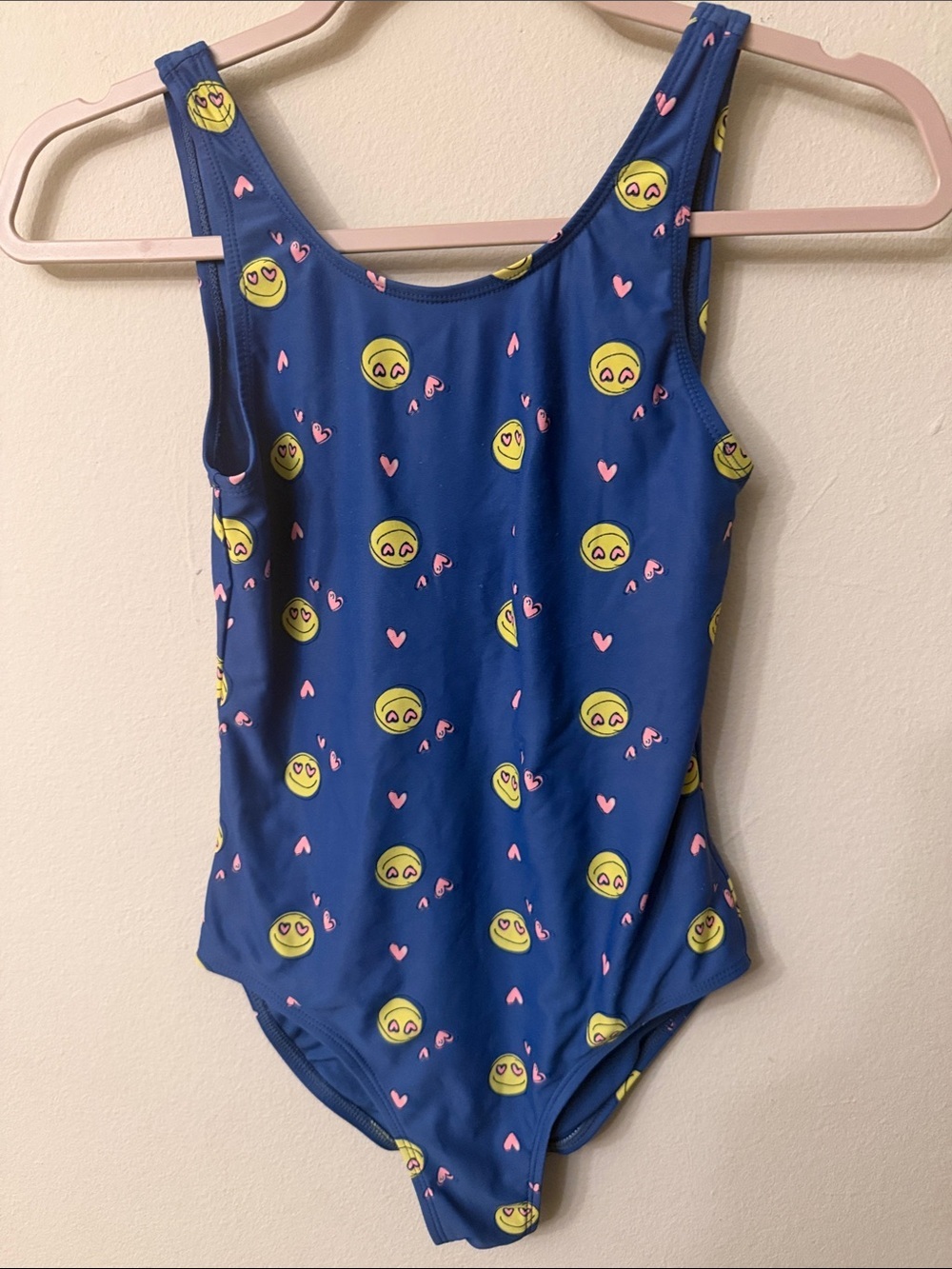 GAP Kids Royal Blue One-Piece Swim with Yellow Smiley Faces & Pink Hearts 99
